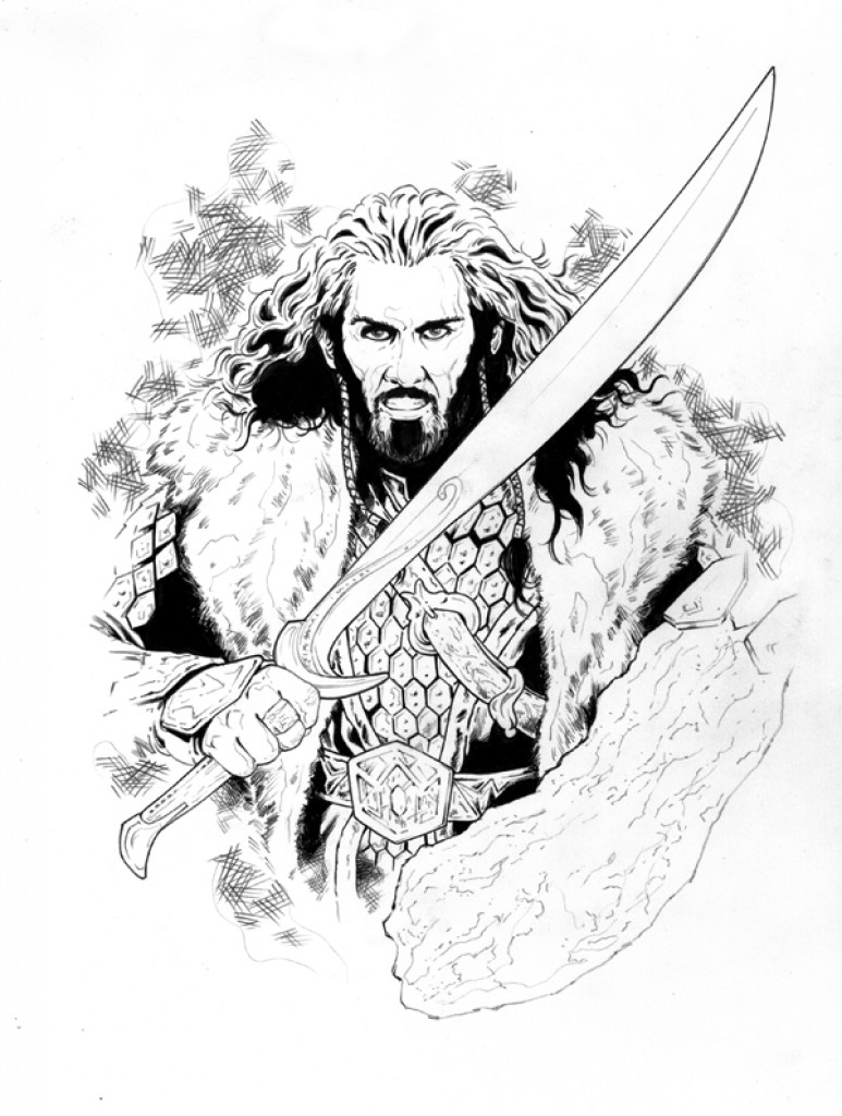 Thorin And His Wooden Shield In Printable The Hobbit Coloring Page