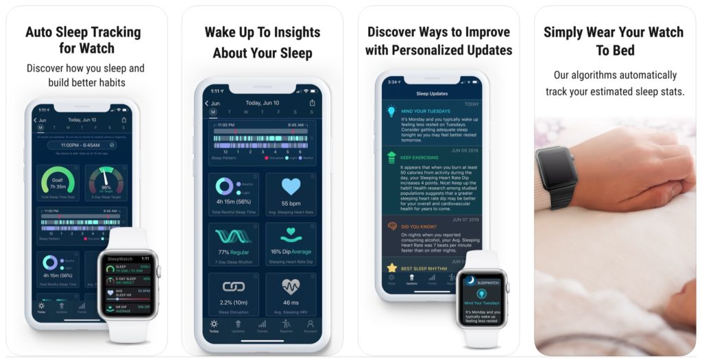Aplikacja Sleep Watch z opcją analizowania snu